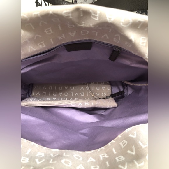 BVLGARI Vintage Nylon leather shoulder length straps Logo Mania detach clutch - Picture 3 of 10